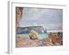 Etretat, Beach and Falaise D'Aval, 1884-Claude Monet-Framed Giclee Print