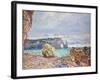 Etretat, Beach and Falaise D'Aval, 1884-Claude Monet-Framed Giclee Print