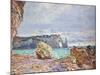 Etretat, Beach and Falaise D'Aval, 1884-Claude Monet-Mounted Giclee Print