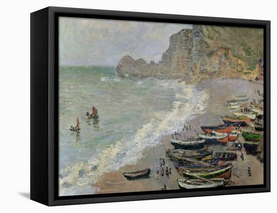 Etretat, Beach and the Porte D'Amont, 1883-Claude Monet-Framed Stretched Canvas