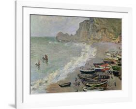 Etretat, Beach and the Porte D'Amont, 1883-Claude Monet-Framed Giclee Print