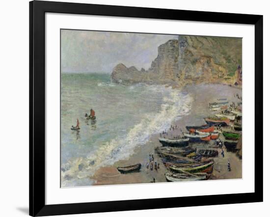 Etretat, Beach and the Porte D'Amont, 1883-Claude Monet-Framed Giclee Print