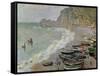 Etretat, Beach and the Porte D'Amont, 1883-Claude Monet-Framed Stretched Canvas