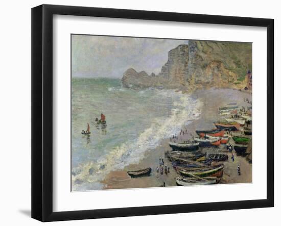 Etretat, Beach and the Porte D'Amont, 1883-Claude Monet-Framed Giclee Print