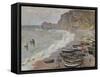 Etretat, Beach and the Porte D'Amont, 1883-Claude Monet-Framed Stretched Canvas