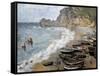 Etretat, Beach and the Porte D'Amont-Claude Monet-Framed Stretched Canvas