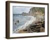 Etretat, Beach and the Porte D'Amont-Claude Monet-Framed Art Print