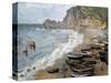 Etretat, Beach and the Porte D'Amont-Claude Monet-Stretched Canvas