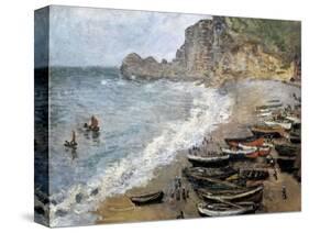 Etretat, Beach and the Porte D'Amont-Claude Monet-Stretched Canvas