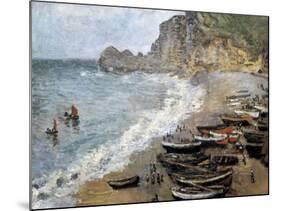 Etretat, Beach and the Porte D'Amont-Claude Monet-Mounted Art Print