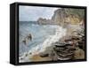 Etretat, Beach and the Porte D'Amont-Claude Monet-Framed Stretched Canvas