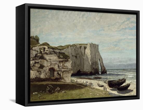 Etretat Cliffs-Gustave Courbet-Framed Stretched Canvas