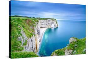 Etretat, La Manneporte Natural Rock Arch Wonder, Cliff and Beach. Long Exposure Photography. Norman-stevanzz-Stretched Canvas