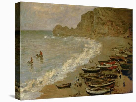 Etretat: La plage et port d'Amont. Oil on canvas (1883) 66 x 81 cm R. F 1937-42.-Claude Monet-Stretched Canvas
