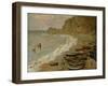 Etretat: La plage et port d'Amont. Oil on canvas (1883) 66 x 81 cm R. F 1937-42.-Claude Monet-Framed Giclee Print
