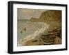 Etretat: La plage et port d'Amont. Oil on canvas (1883) 66 x 81 cm R. F 1937-42.-Claude Monet-Framed Giclee Print