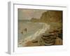 Etretat: La plage et port d'Amont. Oil on canvas (1883) 66 x 81 cm R. F 1937-42.-Claude Monet-Framed Giclee Print