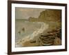 Etretat: La plage et port d'Amont. Oil on canvas (1883) 66 x 81 cm R. F 1937-42.-Claude Monet-Framed Giclee Print