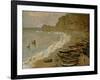 Etretat: La plage et port d'Amont. Oil on canvas (1883) 66 x 81 cm R. F 1937-42.-Claude Monet-Framed Giclee Print