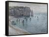 Etretat, la porte d'Aval : bateau de pêche sortant du port-Claude Monet-Framed Stretched Canvas