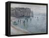 Etretat, la porte d'Aval : bateau de pêche sortant du port-Claude Monet-Framed Stretched Canvas