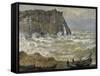 Etretat, mer agitée-Claude Monet-Framed Stretched Canvas