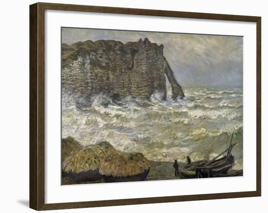 Etretat, mer agitée-Claude Monet-Framed Giclee Print