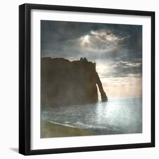 Etretat (Seine-Maritime, France), Cliff and Effects of the Moon, Circa 1860-Leon, Levy et Fils-Framed Photographic Print