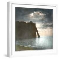 Etretat (Seine-Maritime, France), Cliff and Effects of the Moon, Circa 1860-Leon, Levy et Fils-Framed Photographic Print