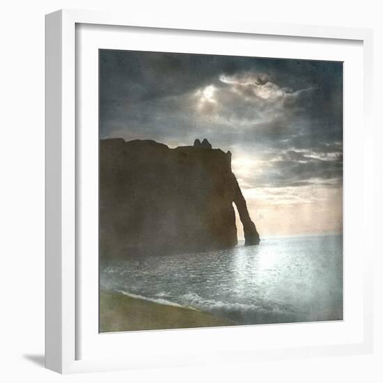 Etretat (Seine-Maritime, France), Cliff and Effects of the Moon, Circa 1860-Leon, Levy et Fils-Framed Photographic Print