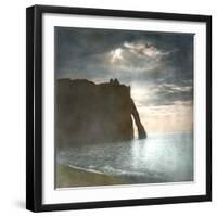 Etretat (Seine-Maritime, France), Cliff and Effects of the Moon, Circa 1860-Leon, Levy et Fils-Framed Premium Photographic Print