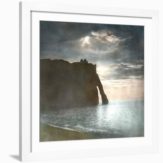 Etretat (Seine-Maritime, France), Cliff and Effects of the Moon, Circa 1860-Leon, Levy et Fils-Framed Photographic Print