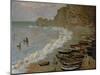 Etretat: The Beach and Harbour of Amont, 1883-Claude Monet-Mounted Giclee Print