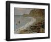 Etretat: The Beach and Harbour of Amont, 1883-Claude Monet-Framed Giclee Print