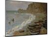 Etretat: The Beach and Harbour of Amont, 1883-Claude Monet-Mounted Giclee Print