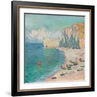 Étretat: the Beach and the Falaise D'amont, 1885 (Oil on Canvas)-Claude Monet-Framed Giclee Print