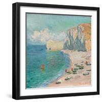 Étretat: the Beach and the Falaise D'amont, 1885 (Oil on Canvas)-Claude Monet-Framed Giclee Print