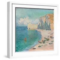 Étretat: the Beach and the Falaise D'amont, 1885 (Oil on Canvas)-Claude Monet-Framed Giclee Print