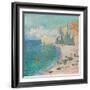 Étretat: the Beach and the Falaise D'amont, 1885 (Oil on Canvas)-Claude Monet-Framed Giclee Print