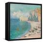 Étretat: the Beach and the Falaise D'amont, 1885 (Oil on Canvas)-Claude Monet-Framed Stretched Canvas