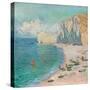 Étretat: the Beach and the Falaise D'amont, 1885 (Oil on Canvas)-Claude Monet-Stretched Canvas