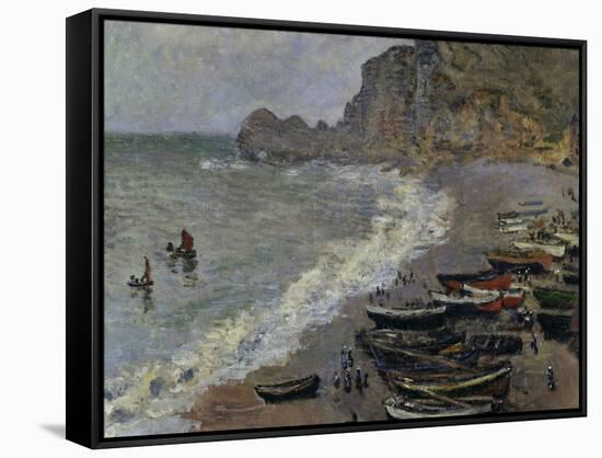 Etretat, The Beach, c.1883-Claude Monet-Framed Stretched Canvas