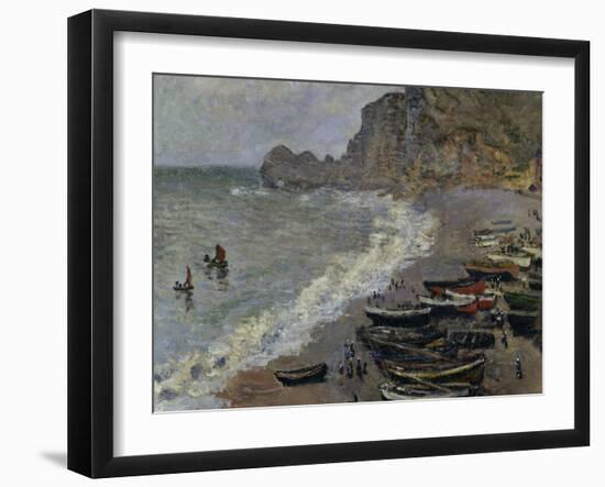 Etretat, The Beach, c.1883-Claude Monet-Framed Giclee Print