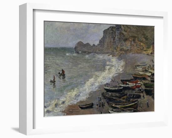 Etretat, The Beach, c.1883-Claude Monet-Framed Giclee Print