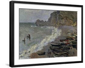 Etretat, The Beach, c.1883-Claude Monet-Framed Giclee Print