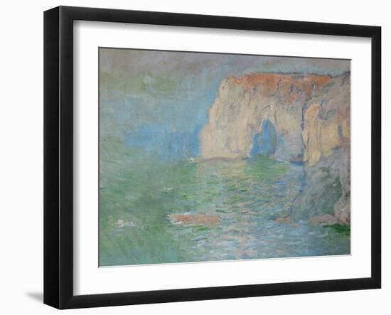 Etretat, the Cliff, Reflections on Water; 1885-Claude Monet-Framed Giclee Print