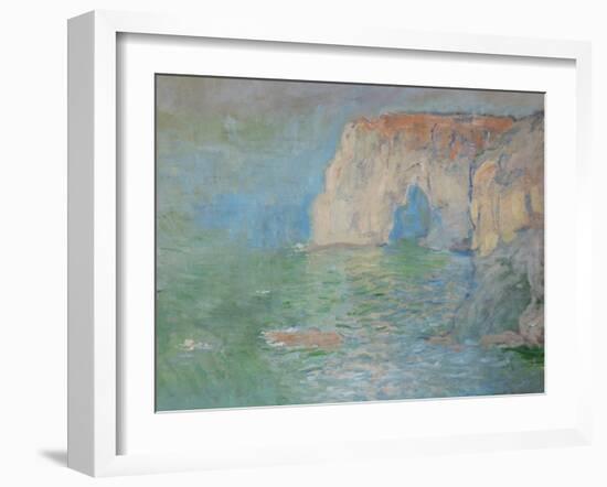 Etretat, the Cliff, Reflections on Water; 1885-Claude Monet-Framed Giclee Print