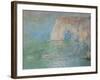 Etretat, the Cliff, Reflections on Water; 1885-Claude Monet-Framed Giclee Print