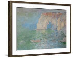 Etretat, the Cliff, Reflections on Water; 1885-Claude Monet-Framed Giclee Print