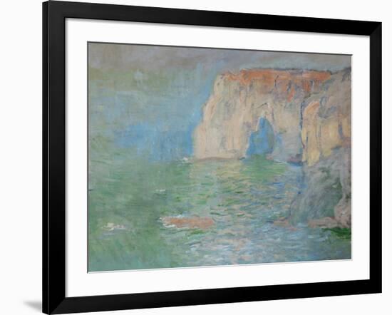 Etretat, the Cliff, Reflections on Water; 1885-Claude Monet-Framed Giclee Print